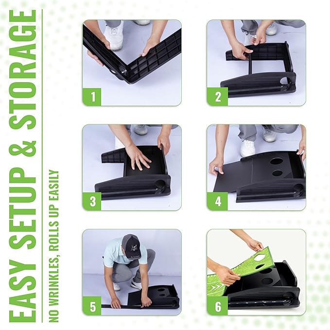 Putting Green Indoor | Wrinkle-Free Golf Mat with Auto Ball Return | Non-Slip Surface & Alignment Markings for Accurate Putting Practice at Home, Office & Outdoors | Improve Stroke Control & Precision